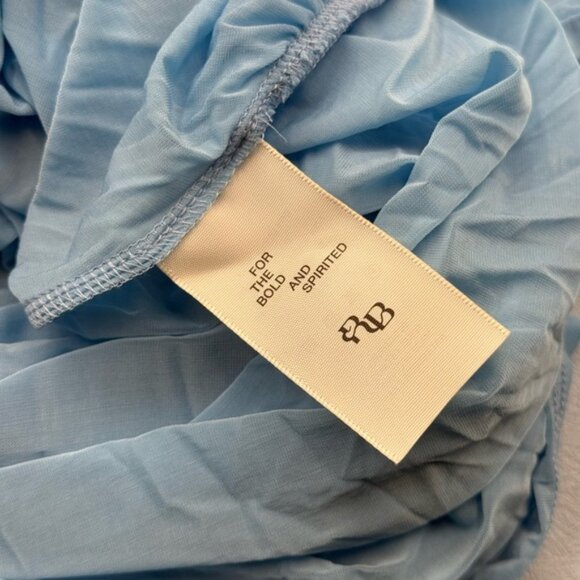 🆕 RAT & BOA 🧿 NWOT Freja Slinky Baby Blue Tie-Waist T-Shirt Mini Dress, Sz L - Picture 14 of 16